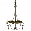 Wrought Iron and Painted 3-Light Chandelier