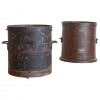 Matched Pair of Patinated and Steel Grain Measures, Demi-Hecto Litre 