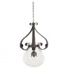 Patinated Brass and Glass Hanging Pendant Light