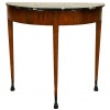 Walnut and Ebonized Marble Top Demilune Console