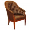 Fruitwood Bergere in tufted leather