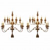 Pair of 12-Light Chandeliers in Carved and in Silver Gilt