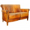 Leather Upholstered Settee Trimmed in Nailheads