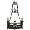 Wrought Iron Hexagonal, 3-Tier 6-Light Chandelier