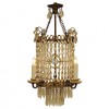 Doré Brass and Glass Cylindrical 4-Light Chandelier