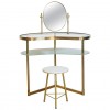 Brass and Glass Vanity Table with Stool