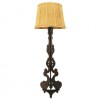 Carved Walnut Floor Lamp with Custom Shade