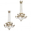 Pair of Giltwood, Gilt Metal and Glass 14-Light Chandeliers