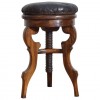 Walnut and Leather Upholstered Adjustable Stool