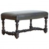 Carved and Turned Dark Walnut Bench