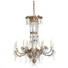 Gilt Metal, Iron, and Glass 9-Light Chandelier