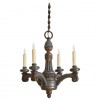 Carved and Painted Wooden 4-Light Chandelier