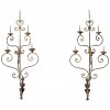 Pair of Painted Wrought Iron and Giltwood 5-Light Sconces