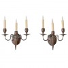 Pair of Silver Plated 3-Light Sconces