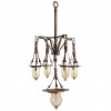 Wrought Iron and Blown Glass 5-Light Lantern Chandelier