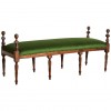 Carved Walnut and Upholstered Bench