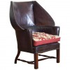 Mahogany and Leather Upholstered Wingchair