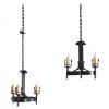 Pair of Wrought Iron 3-Light Chandeliers