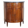 Walnut Demilune 2-Door Marble-Top Cabinet