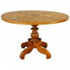 Walnut Pedestal Oval Table with Finely Crafted Wooden Mosaic Top