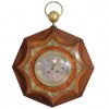 Burl Walnut and Brass Octagonal Wall Clock