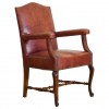 Walnut and Leather Upholstered Armchair
