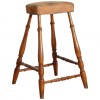 Poplar and Leather Upholstered Tall Stool