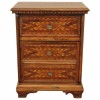 Walnut and Inlaid 1-Drawer and 1-Door Side Cabinet