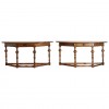 Pair of Poplar Wood 1-Drawer Demilune Console Tables
