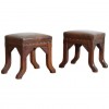 Pair of Oak and Leather Upholstered Stools