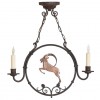 Wrought Iron and Copper "Mountain Goat" 2-Light Chandelier