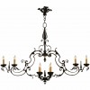 Wrought and Painted Iron 8-Light Horizontal Chandelier