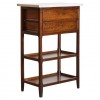 Walnut 2-Drawer Marble-Top 2-Drawer Etagere Stand