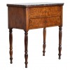 Burl Walnut and Marble-Top 2-Drawer Tall Commode