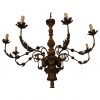 Large Carved Wood and Iron 8-Light Chandelier