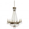 Brass, Silvered Brass, and Glass 9-Light Chandelier