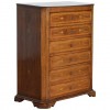 Walnut and Inlaid Tall 6-Drawer Commode