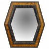 Faux Marble and Ebonized Gesso Hexagonal Mirror