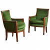 Pair of Walnut and Upholstered Bergeres