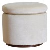 Walnut and Velvet Upholstered Pouf