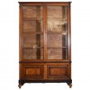 Walnut and Ebonized Tall 2-Piece Bookcase Cabinet