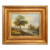 Oil on Canvas, Fisherman at a River