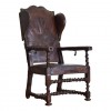 Turned Walnut Leather Upholstered Reclining Armchair