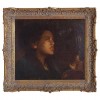 Oil on Canvas on Board, Girl in Lamplight