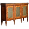 Walnut and Cherrywood Veneer 3-Door Credenza with Marble Top