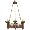 Patinated Brass and Painted 6-Light Chandelier