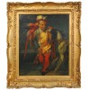Signed Oil on Canvas, Jester with Parrot and Dog