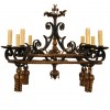 Wrought Iron and Gilded Iron Chandelier