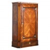 Mixed Veneers and Brass Marble-Top Cabinet