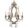 Gilt Iron, Brass and Glass 6-Light Chandelier